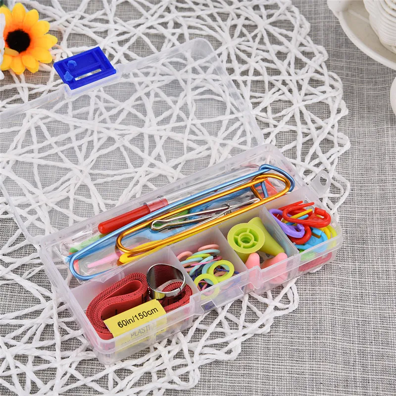 120PCS 10-color Mark Buckle Small Plastic Buckle Knitting Tools Set Craft Sewing Collection with White Carrying Case