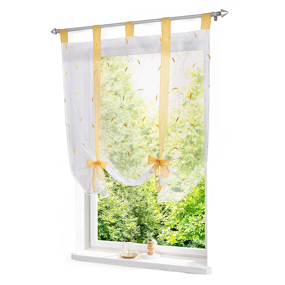 

Blossom Curtains Embroidery Screens Up and Down Pulling Roman Curtains yellow 80*140cm