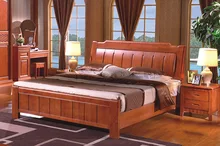 High Quality China Guangdong furniture Solid Wood frame Bed Bedroom Furniture Fashion Design 1.8 m Double Rubber Wood Beds