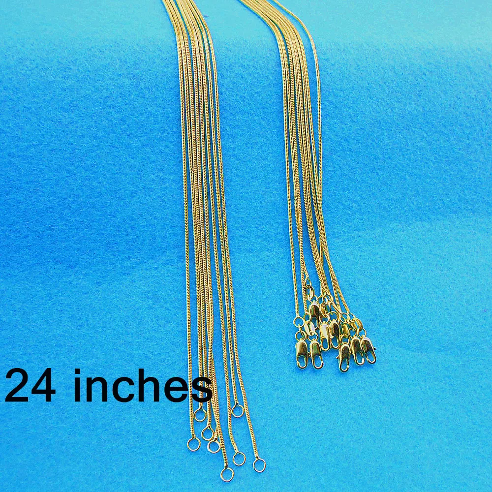 

24" 18K GOLD FILLED Free Shipping 5PCS Making Jewelry Link Snake Necklace Chains With Lobster Clasps For Pendant Factory Price