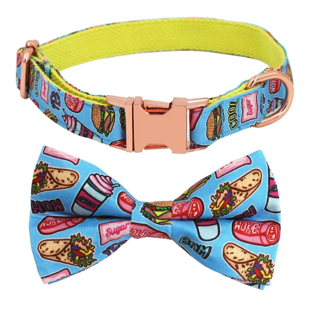 

Food Pattern Dog Collar Personalized Nylon Pet Dog Collar Cat Collars Adjustable For Medium Large Dogs