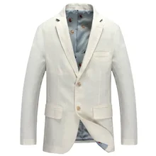 New Arrival Spring And Autumn Linen White Casual Fashion Single Thin Blazers Men Suits Mens Size M L XL XXL XXXL