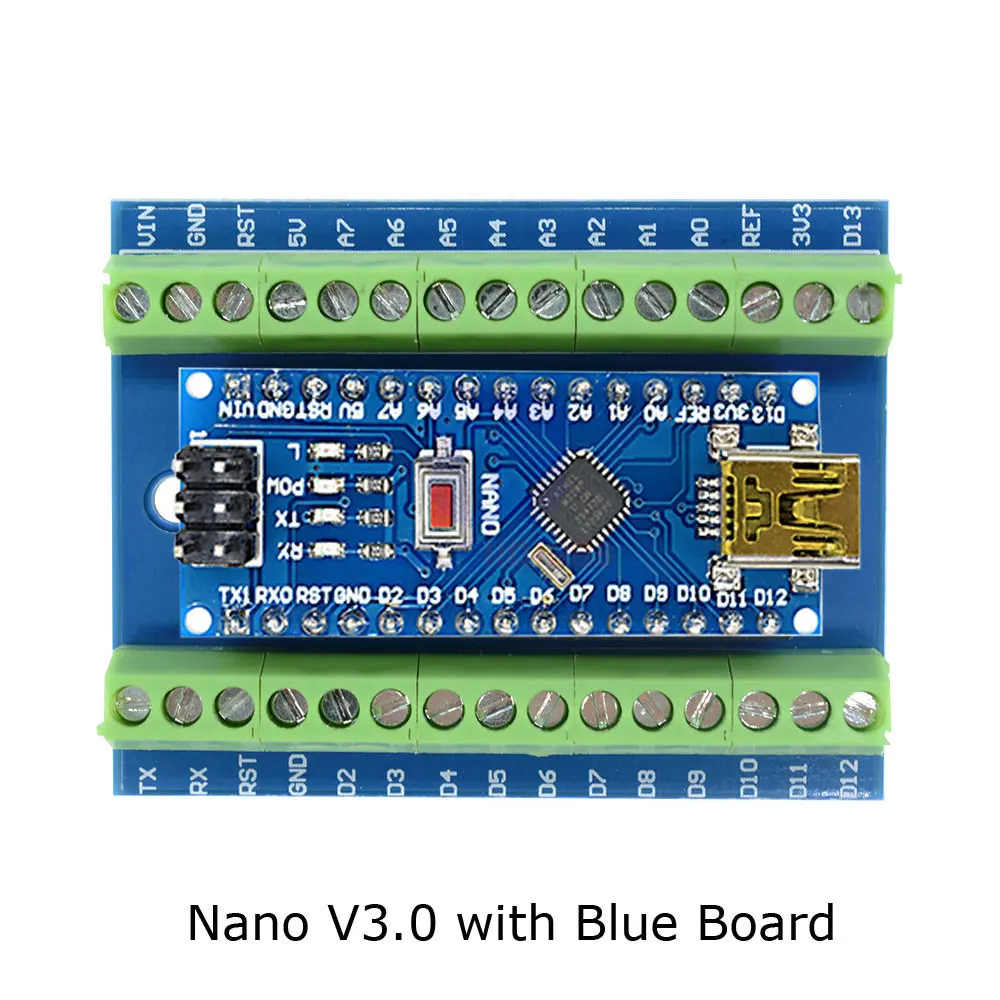 CH340 CH340G Nano V3.0 3,0 драйвер контроллера ATMEGA328 ATMEGA328P терминал Плата расширения Nano IO щит для Arduino AVR - Цвет: NavowithBlueBoard