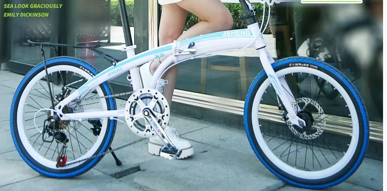 Портативный одного колеса складной велосипед качественная углеродистая Сталь рамка 20-дюймовый переменной Скорость передний и задний механический дисковый тормоз