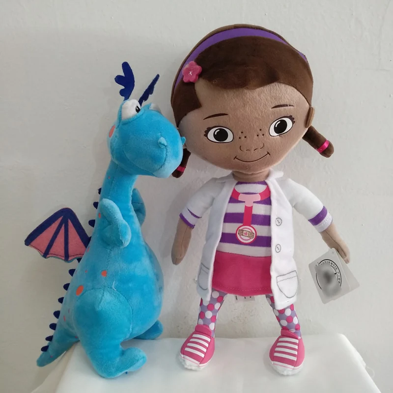 

Free Shipping 32cm 12.6'' Original Doc McStuffins Plush Toys,Dottie girl and Cute Blue Dragon Soft Kids doll for birthday gift