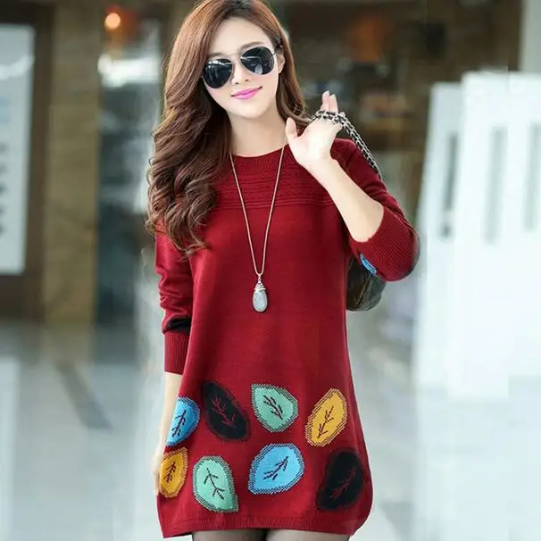 

Women's Sweater Dress 2019 New Plus Size Long Pullover Slim Long Sleeve Sweater Oversized Knitwear Woman DC825