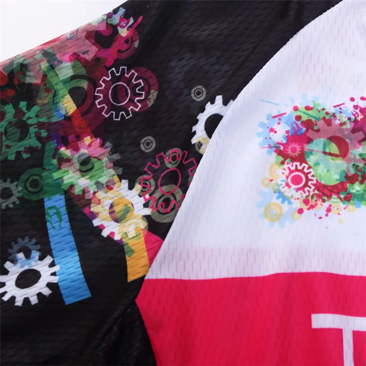 18 Black with Fashion Flower Printing Bicycle Jersey Set Outdoor Sportswear Short Sleeve Suite Quick Dry Ropa Ciclismo (19)