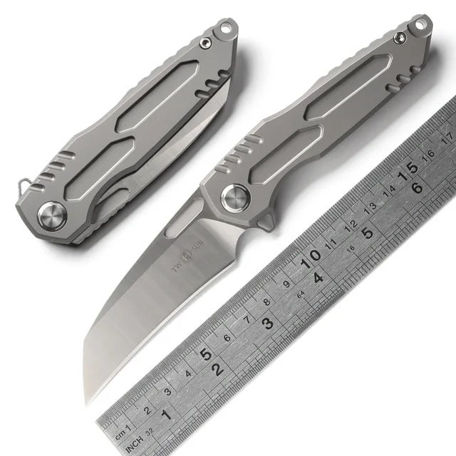 

TWO SUN TS48 D2 blade Flipper ball brearing folding knife titanium camping hunting Pocket knives outdoor Survival EDC Tool
