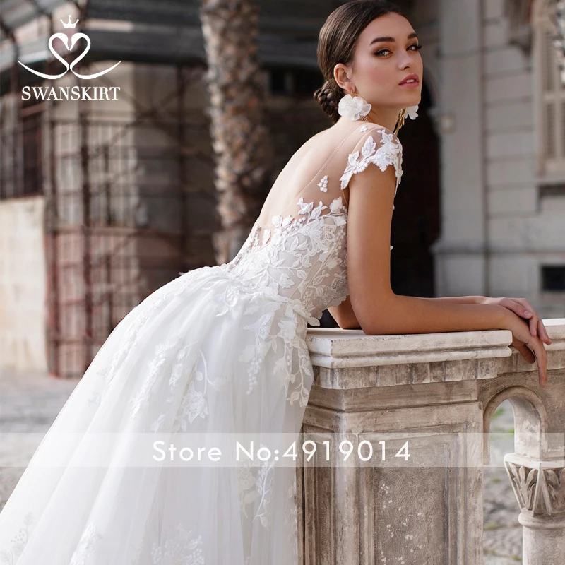 Свадебное платье со съемным шлейфом, юбка-лебедка с аппликацией, кружевное милое платье русалки, vestido de novia, платье принцессы для невесты размера плюс, K149
