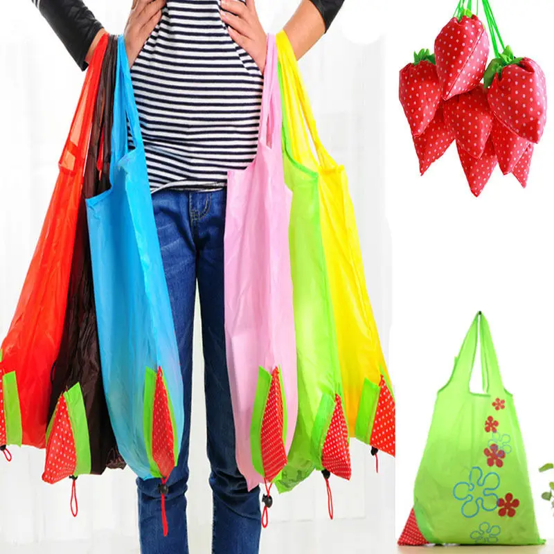 New Nylon Foldable Reusable Shopping Bags Strawberry Tote Eco Storage Handbag CN New Nylon Foldable Reusable Shopping Bags Strawberry Tote Eco Storage Handbag CN