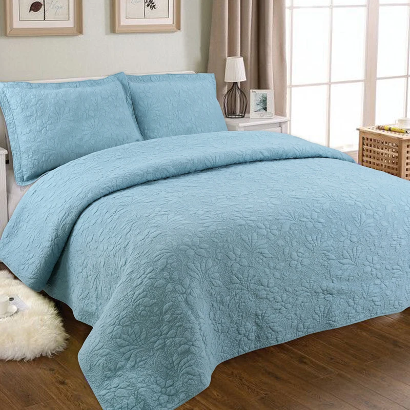 Milaiya Люкс 3 шт. комплект Покрывало постельное белье синий цвет вышитые стеганые