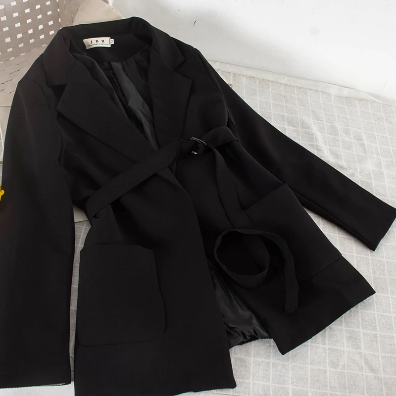 Col Polyvalent Ol Et Veste Simple 2019 Mince kaki De 3489 Manteau Noir Bretelles Mode Costume gris Femmes Nouvelle Couche w4PfS7qz