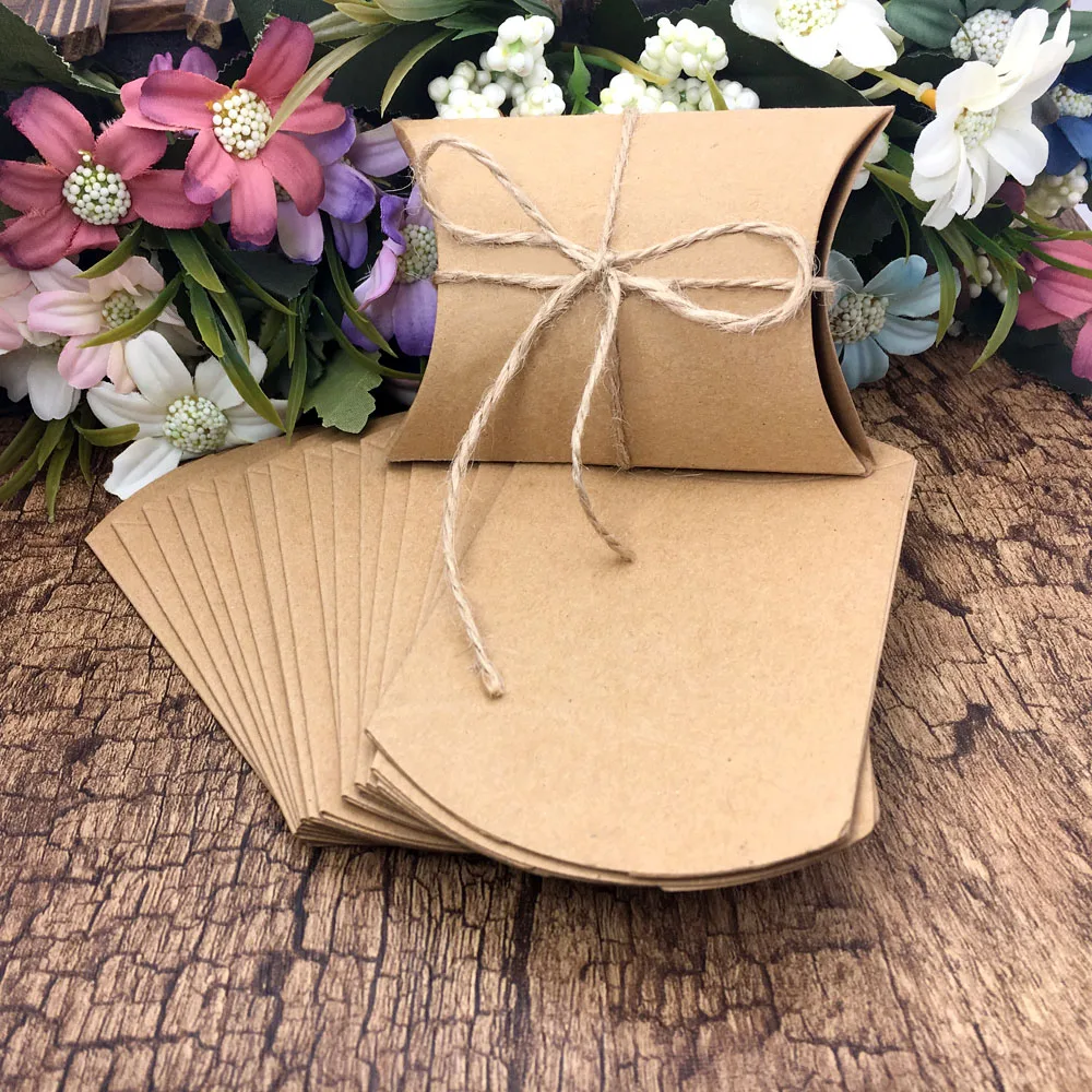 100 Pieces/lot New Style Kraft Pillow Shape Wedding Favor Gift Box