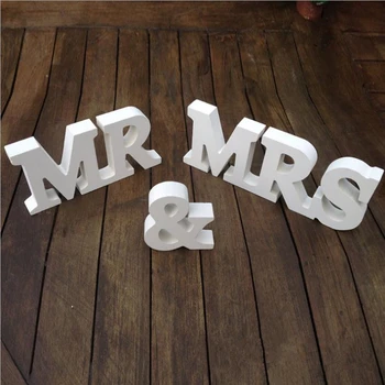 

MR & MRS Wooden Letters For Wedding Decoration English Alphabet Decoration Wedding Crafts Supplies E700