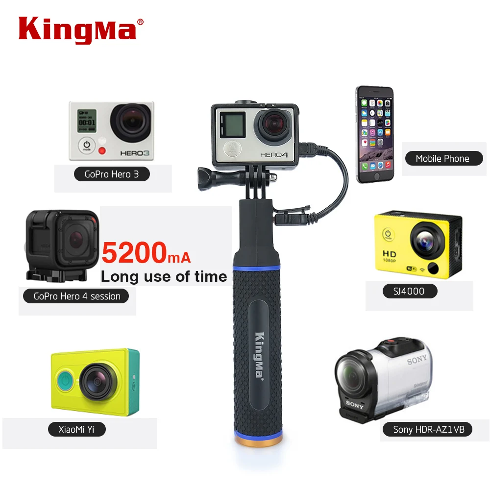 

KingMa Handheld Power Hand Grip Portable Rechargeable Holder Handle Charger for Mobile Phone GoPro session4/3/3+ XiaoMi Camera