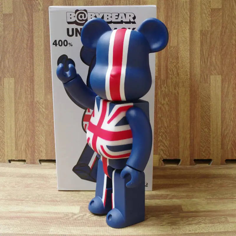 11 дюймов 400% Bearbrick Bear@ brick фигурки героев британского флага с принтом медведя ПВХ модель DIY краски куклы