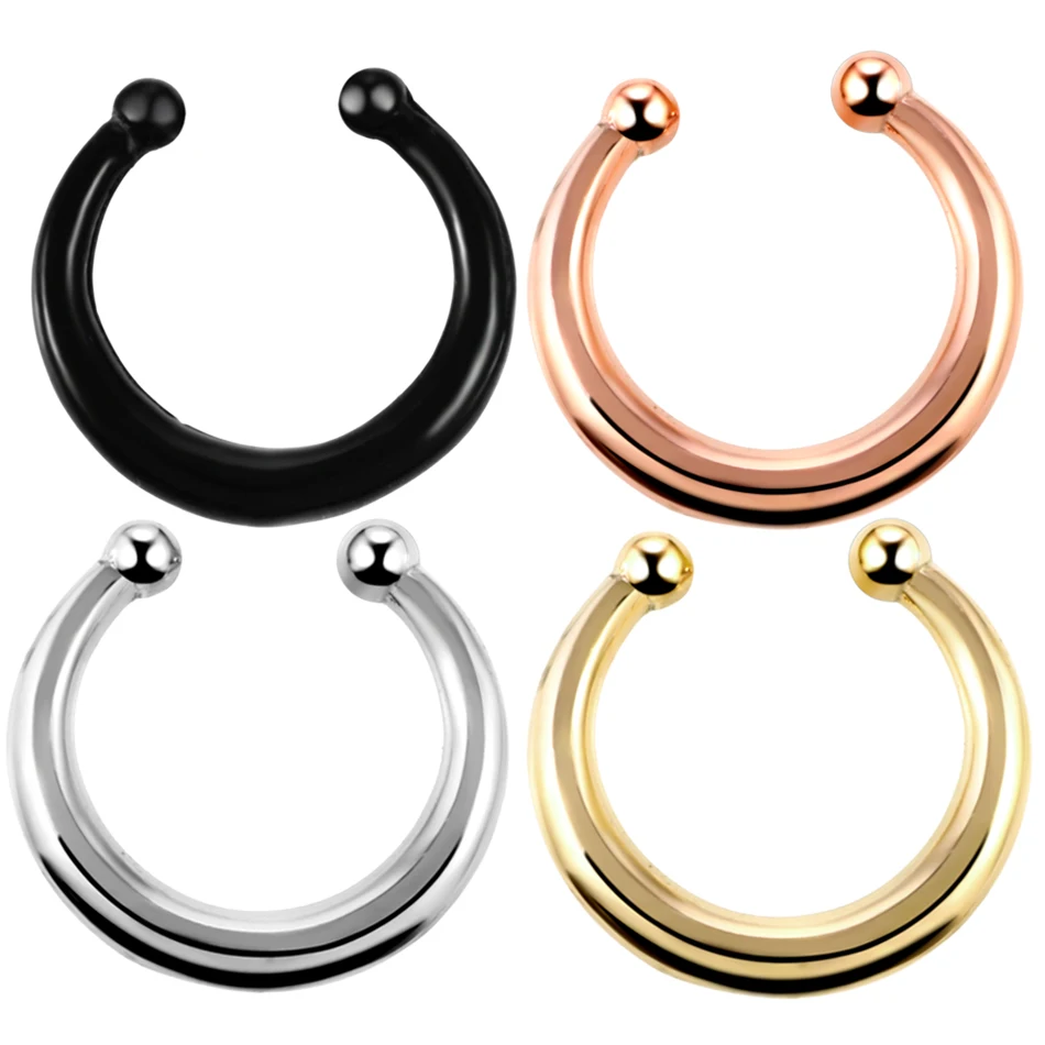 

1PC Copper Fake Septum Nose Ring Nariz Piercings For Men Women Nostril Earrings Nose Stud Clip On Nose Hoop Rings Body Jewelry