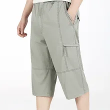 Летние свободные плюс Размеры семь брюки Для Мужчин's Повседневное жира короткая элистичные, средней, посадки стиль сафари короткая мужская одежда Нижняя прочные Короткие
