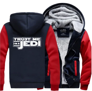 

HAMPSON LANQE Star Wars I'm A Jedi Movie Jackets For Men 2019 Winter Warm Fleece Sweatshirts Hoodies Men Thicken Hooded M-5XL