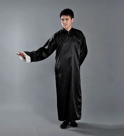 Многоцветный Традиционный китайский стиль, одежда для разговора, костюмы для мужчин, длинное платье, Старый Шанхай, мужская одежда - Цвет: Black