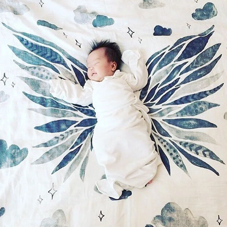 

Baby Blankets Newborn Letters Crown Muslin Wrap Toddler Swaddle Multifunctional Gauze Blankets Kids Decorative Bedding Blanket