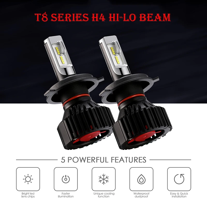 Oslamp Новый T8 серии светодио дный H4 фар H7 H11 9005 9006 светодио дный фара 60 Вт 8000LM автомобиля светодио дный фары лампы светодио дный Light 6500 К 12 В