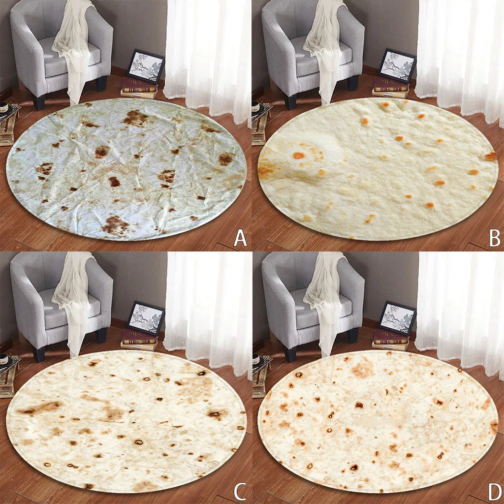 Burrito Tortilla ковер комфорт мексиканская еда творения обертывание одеяло фланелевый круглый ковер для ванной комнаты 80 см для гостиной