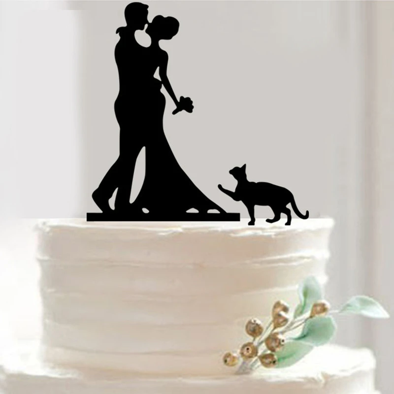 Decoration De Gateau De Mariage En Acrylique Decoration Romantique Pour Couple Avec Chat Mignon Decoration Pour Mariage Aliexpress