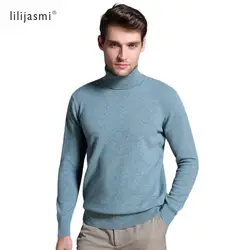 Новинка, хит продаж, мужские водолазки, 100% шерстяные свитера, Уникальные однотонные пуловеры с отложным воротником, шерстяные джемперы из