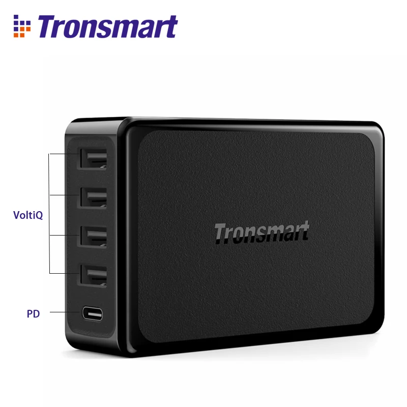 Tronsmart U5P 5-Порты и разъёмы USB Зарядное устройство быстрой Зарядное устройство 60 Вт USB-C Мощность доставки Настольный Зарядное устройство для samsung Galaxy S9, S9 Plus, iphone x