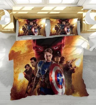 

New Fashion Creative Style Home Textile Digital Print Avengers Endgame Pattern Warm Bedding Set Europe America King Size 3 Pcs