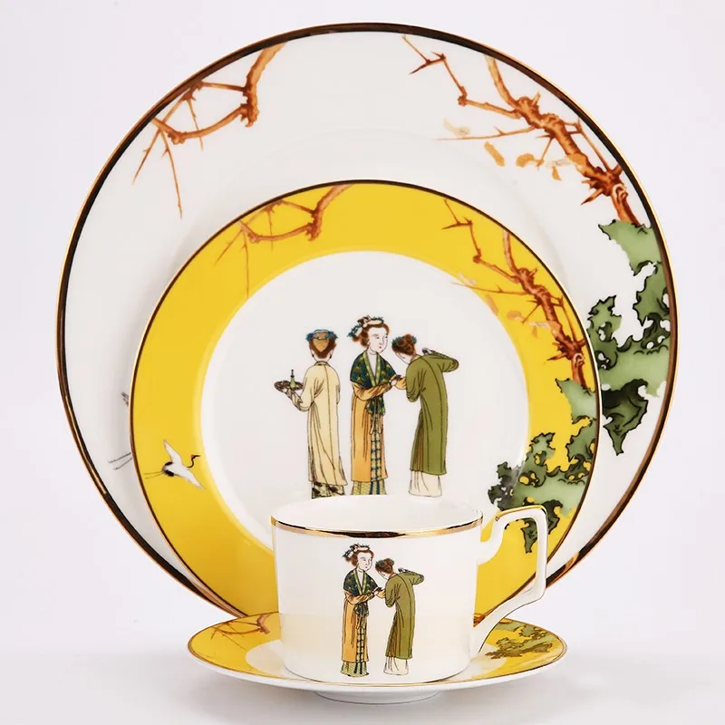 Bone china Dinner plates sets Ceramic tableware set Coffee mug with