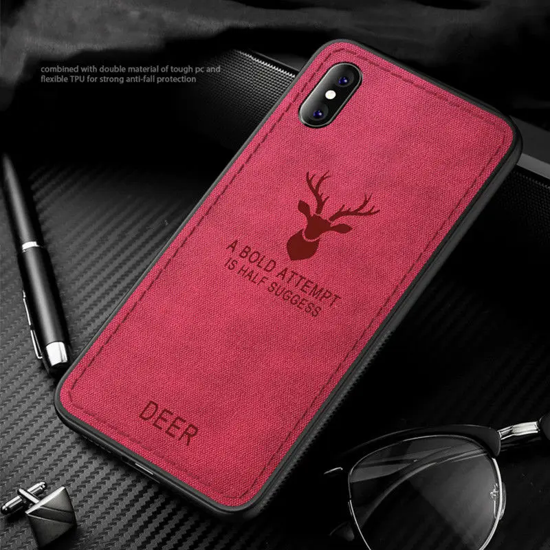 Luxury Canvas Fabric Texture Shockproof Case Cover For iPhone XS Max XR X 7 8 6 6s Plus Retro Back Cover Christmas Gifts