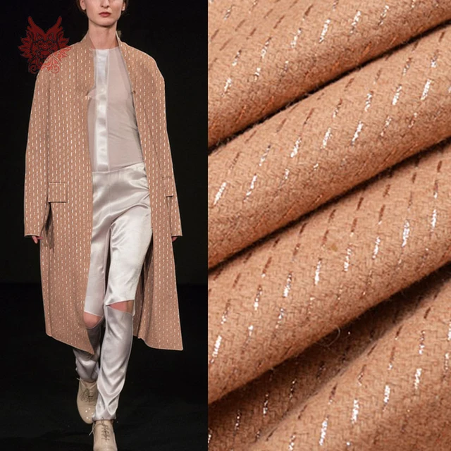 British style luxury metallic striped wool fabric for coat suits autumn