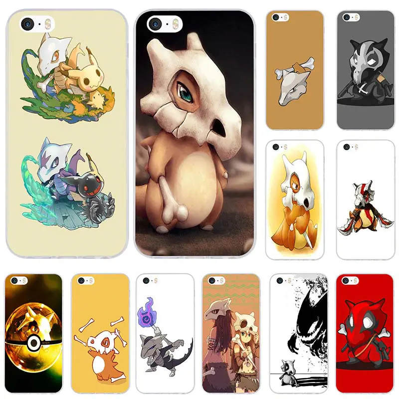 

Soft TPU Silicone Mobile Phone Cases Cover for iphone 4 4S 5 5S 5C SE 6 6S 7 8 X Plus Shell Bags Hot Cartoon Cubone Pokemons