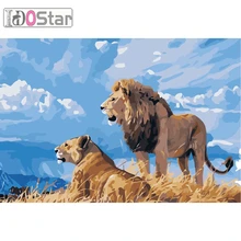 Безрамное животное лев DIY живопись комплекты номеров окраска маслом на холсте Рисунок домашнее произведение искусства картина Картина