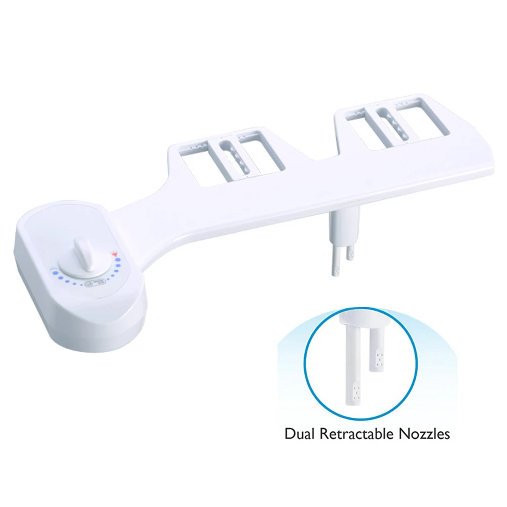 

ABS Spray Nozzle Smart Non-Electric Toilet Seat Bathroom Bidet Adjustable Dual Nozzles Gynecological Washing