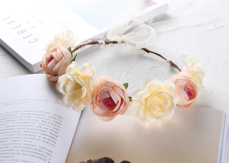 Новая мода Бохо невесты цветок корона головной убор для женщин Свадебные аксессуары для волос венок девушки цветочные повязки на голову для вечерние фото
