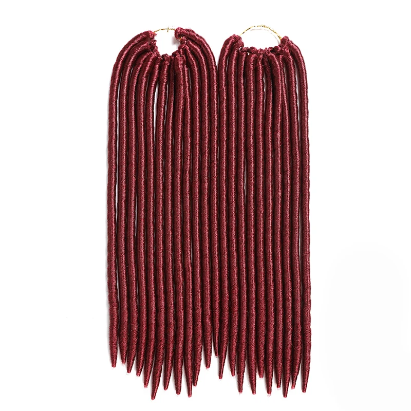 Synthetic Straight Faux Locs Crochet Braids Hair Extensions 14'' Natural Black Purple Red Color X-TRESS Hair Braiding Dreadlocks