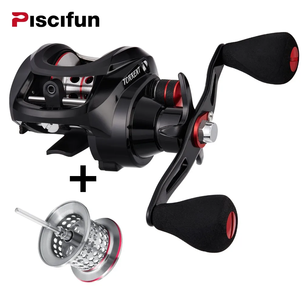 Piscifun سيل بكرة Baitcasting + الغيار الضحلة بكرة 8.1 كجم ماكس السحب 7.1: 1 والعتاد نسبة 6 محامل الانظار الصيد بكرة
