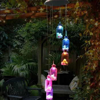 

Outdoor LED Solar Lamp Hummingbirds dragonfly Wind Home Garden Decor Solar Light Solar Powered Color-Changing Wind Chime Light