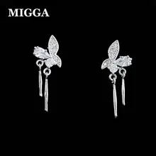 MIGGA Мода палочки кисточкой кулон бабочка серьги стержня для Для женщин девочек кубического циркония шпильки ювелирные изделия