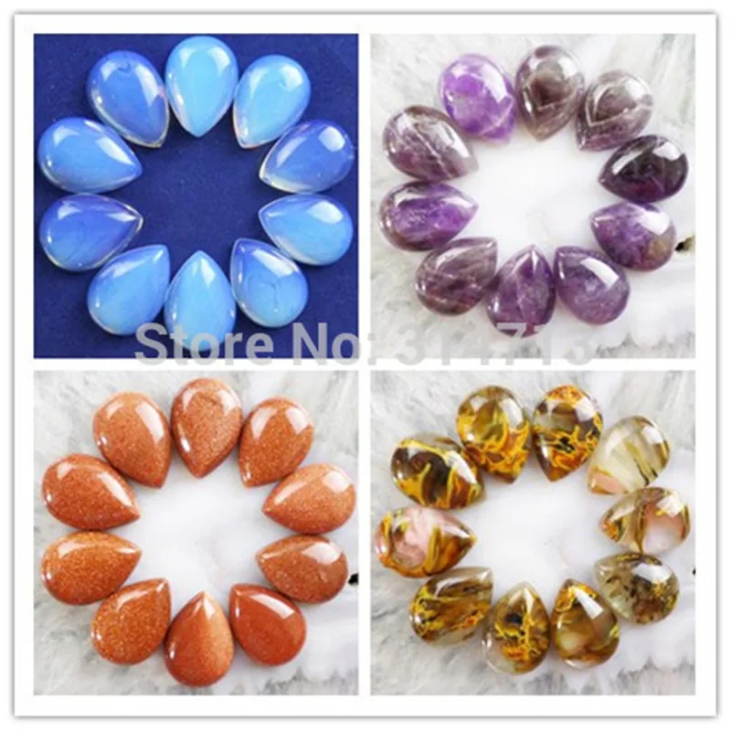 

40pcs/lot Natural Mixed Opal Opalite Natural Natural Purple Stone Gold Sand Stone Cherry Quartz Teardrop CAB CABOCHON 25x18x6mm