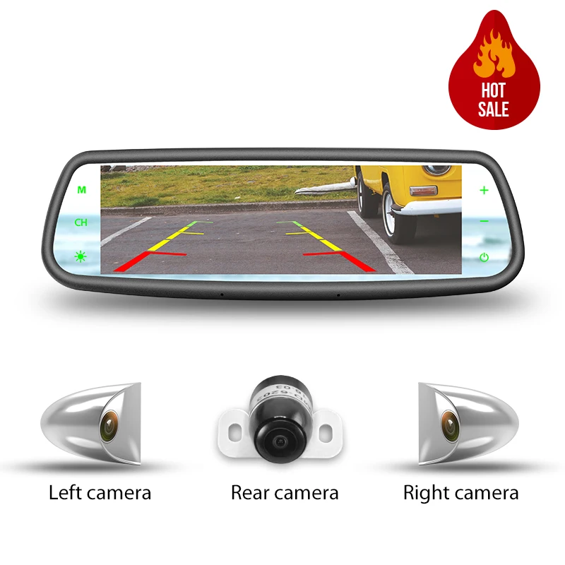 

GERMID Factory OEM 7.2'' Full LCD Screen 3 Cameras Display Reversing Rearview Mirror for School Bus Camper Vans Pickup Truck