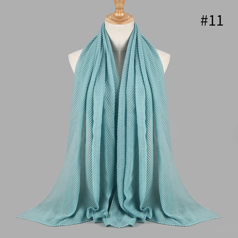 Модный плиссированный Макси-шарф хиджаб с морщинами, элегантная шаль, Простой макси мусульманский хиджаб, женские морщинистые шарфы, шали, мягкий глушитель, 1 шт