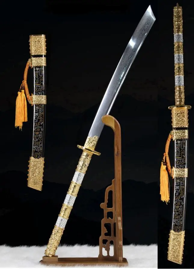 Exquisite Broadsword Saber Sword Katana Sharpen Groove Damascus Steel