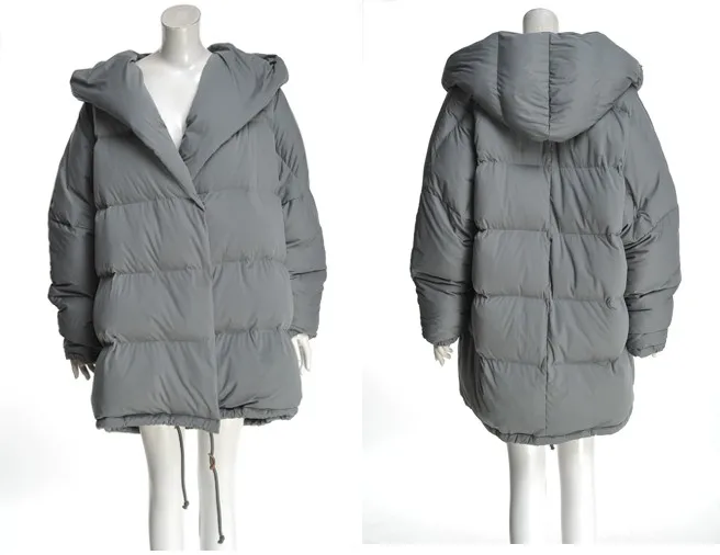 Зимние новые женские свободные большие размеры толстая теплая пуховая куртка с капюшоном модные модели высокого качества на белом утином пуху