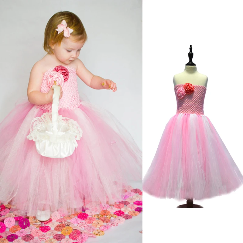 Pink&White mixed Flower Girl Tutu Dress Handmade Baby Girl ...