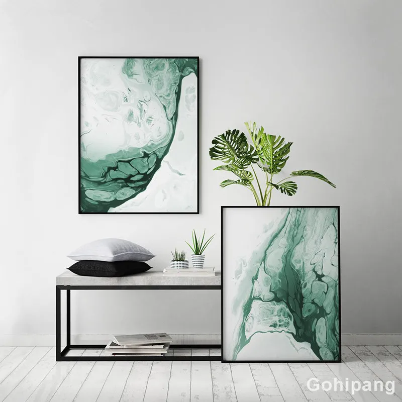 Abstract Forest Green Wall Art Painting Marble Agate Canvas Posters Minimalist Prints Modern Decoration for Living Room