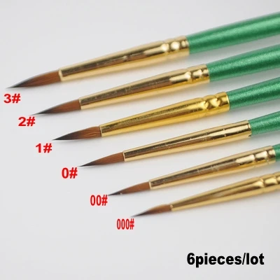 

6pcs /lot 000#~3#Pointed Painting Brush Outline Pen Combo for Gundam Model Building Military Model DIY XXD300